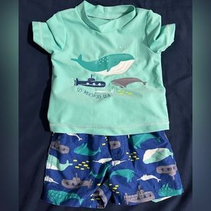 Baby Boys swim set, rashguard with trunks, size 9 months, good condition